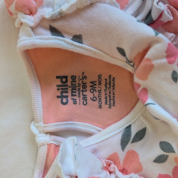 child of mine peach floral cotton bodysuit dress 6-9 months baby girl - Picture 5 of 8